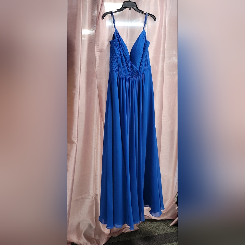 Jasmine Starry Sapphire Blue Formal dress With Draped Back.